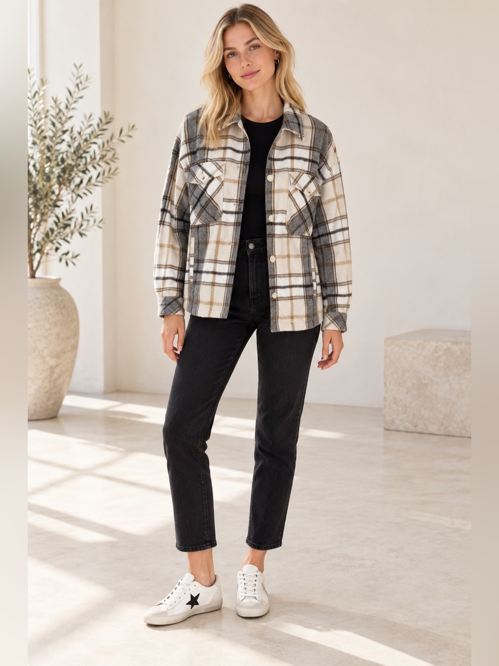 Workshop Republic Clothing Checkered Shirt Jacket
